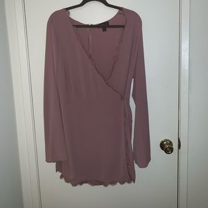 Forever 21 Mauve Eyelet Long Sleeve Romper